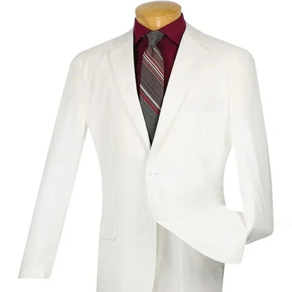 Mens Two Button Modern Fit Wool Feel Suit in White - Picture 1 of 2
